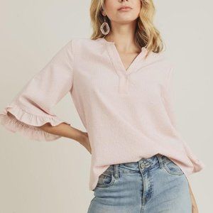 Pink Stripe Bell Sleeve Top